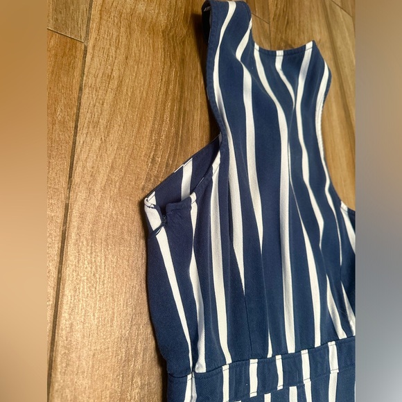 Abercrombie & Fitch XS Halter Dress Navy Blue Striped A Line Mini Women’s Summer - Picture 8 of 9